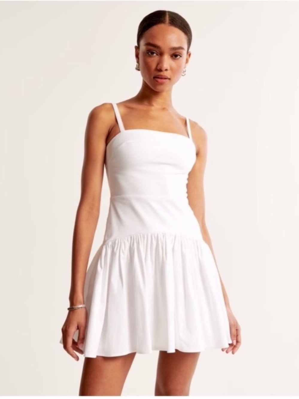 (M TALL) Abercrombie White Drop Waist Mini Dress - Women's Summer Dress